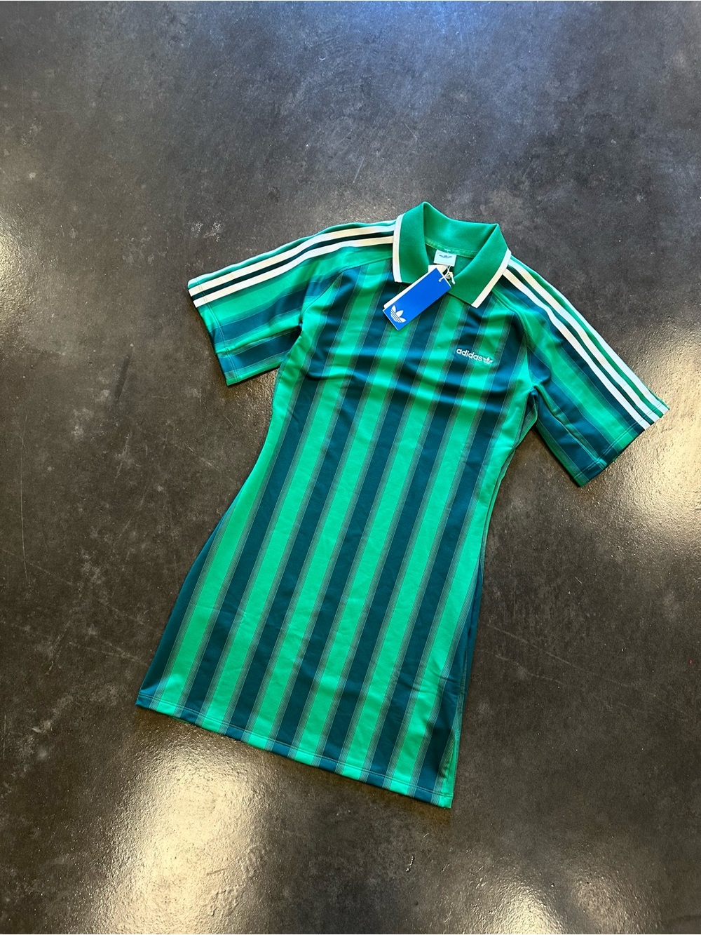 adidas Green Striped Polo Dress